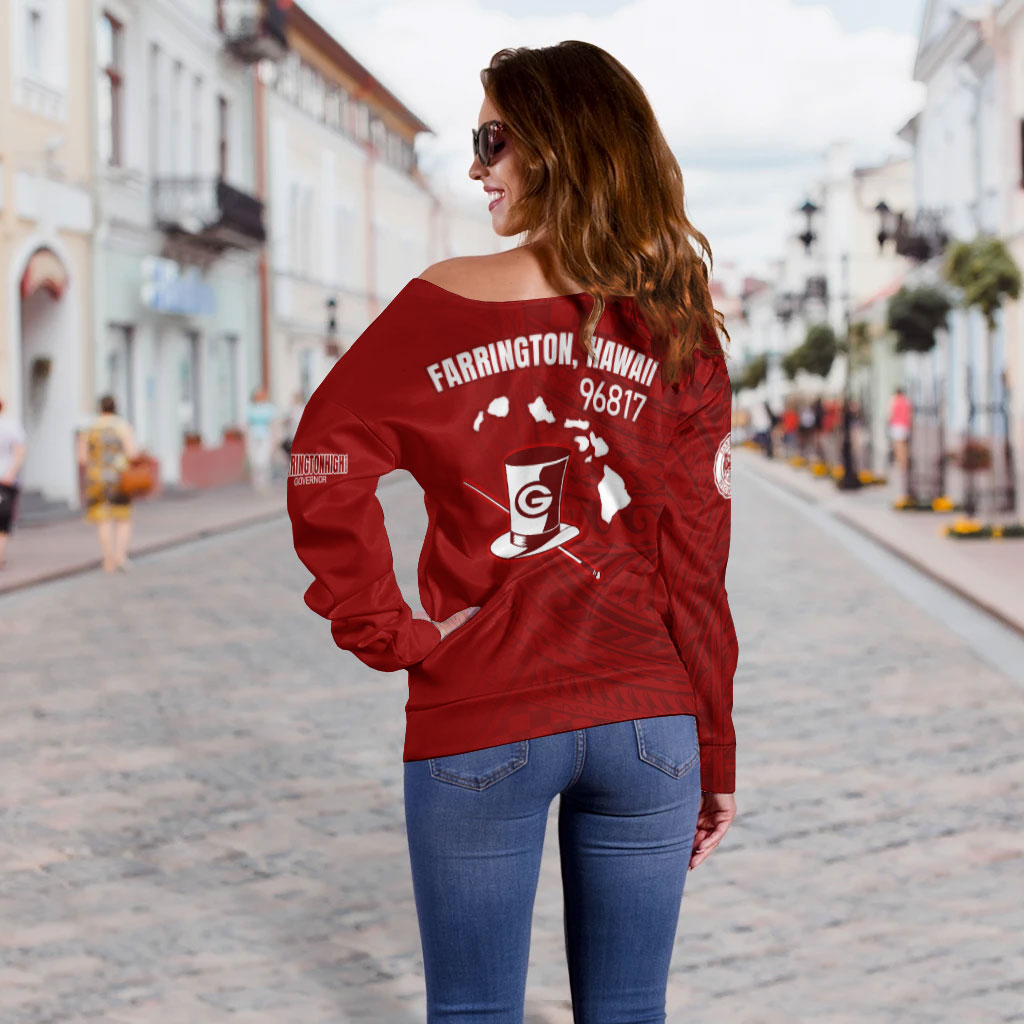 Hawaii Farrington High School Off Shoulder Sweatshirt - Governor Hawaii Patterns
