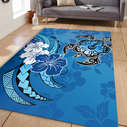 Hawaii Area Rug Hibiscus Flower And Sea Turtle Polynesian