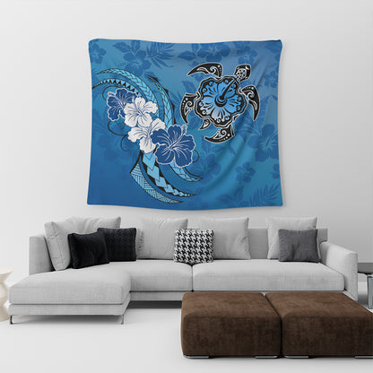 Hawaii Tapestry Hibiscus Flower And Sea Turtle Polynesian