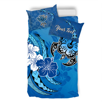 Hawaii Bedding Set Custom Hibiscus Flower And Sea Turtle Polynesian
