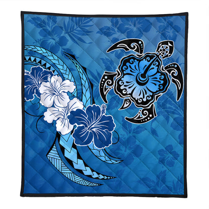 Hawaii Premium Quilt Hibiscus Flower And Sea Turtle Polynesian