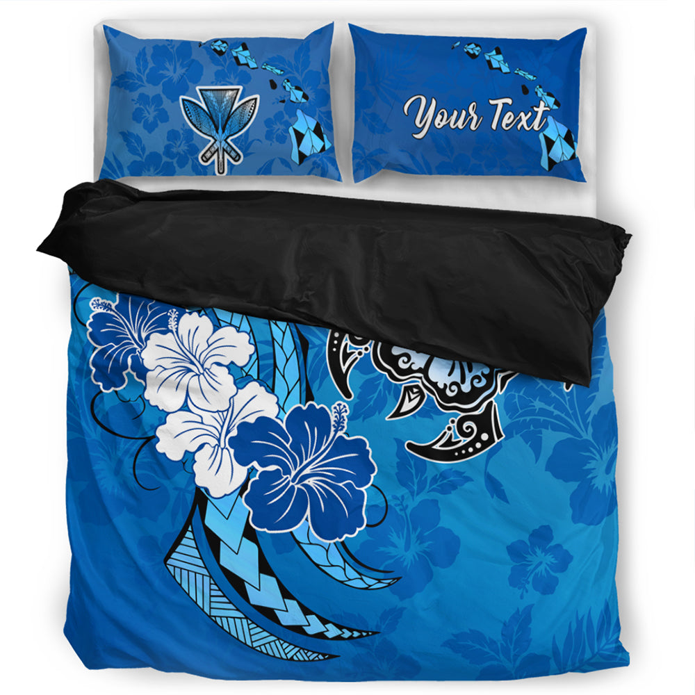 Hawaii Bedding Set Custom Hibiscus Flower And Sea Turtle Polynesian