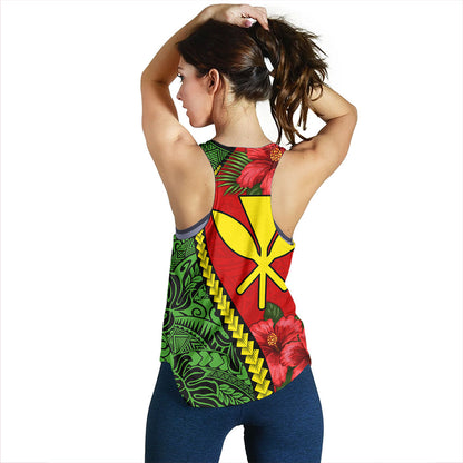 Hawaii Women Tank Tribal Polynesian With Hibiscus Flower