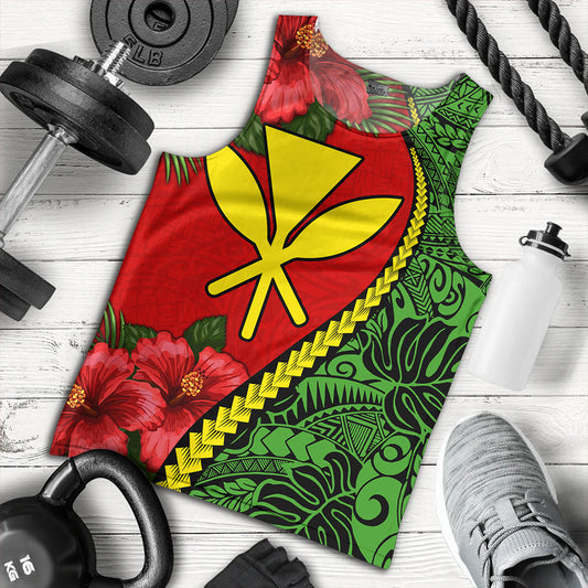 Hawaii Tank Top Tribal Polynesian With Hibiscus Flower