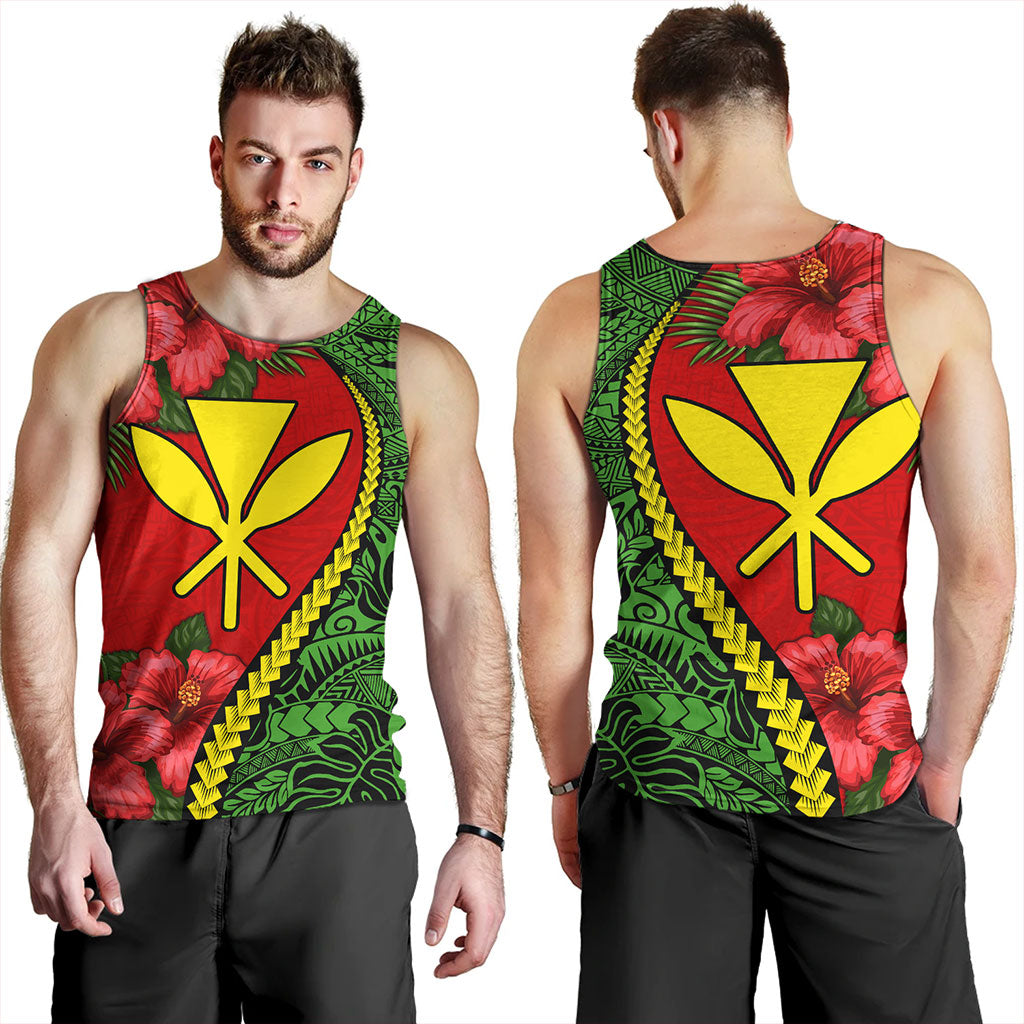 Hawaii Tank Top Tribal Polynesian With Hibiscus Flower