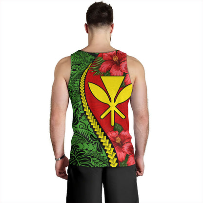 Hawaii Tank Top Tribal Polynesian With Hibiscus Flower