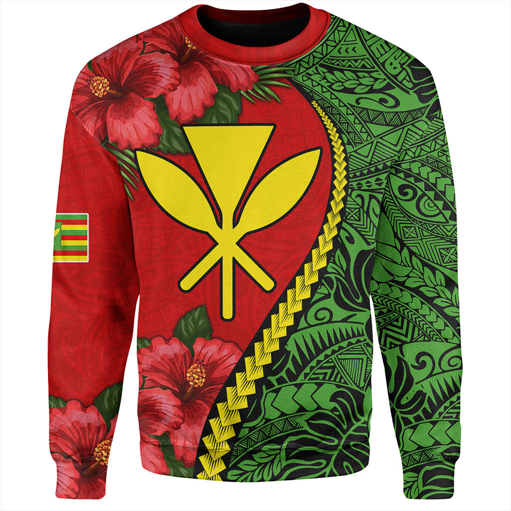 Hawaii Sweatshirt Tribal Polynesian With Hibiscus Flower