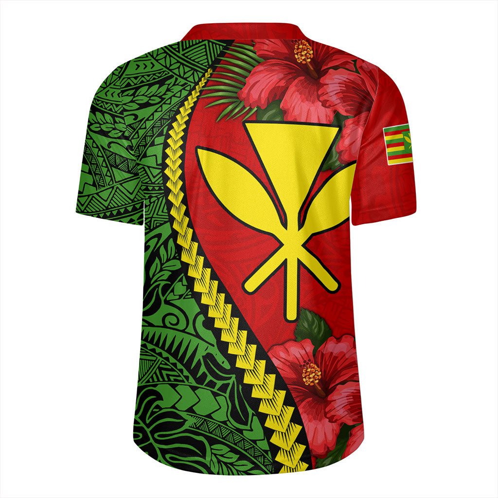 Hawaii Rugby Jersey Tribal Polynesian With Hibiscus Flower