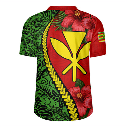 Hawaii Rugby Jersey Tribal Polynesian With Hibiscus Flower