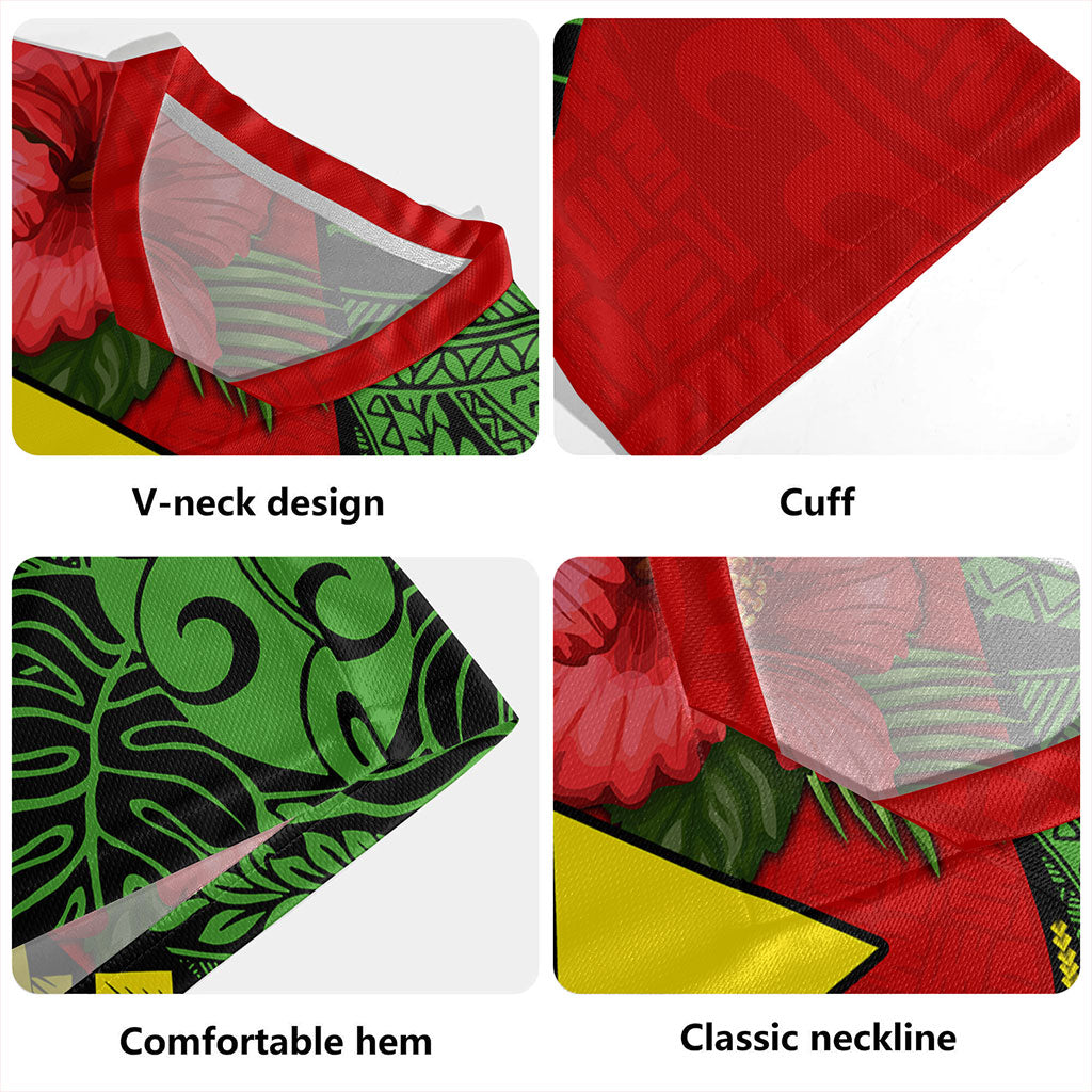 Hawaii Rugby Jersey Tribal Polynesian With Hibiscus Flower