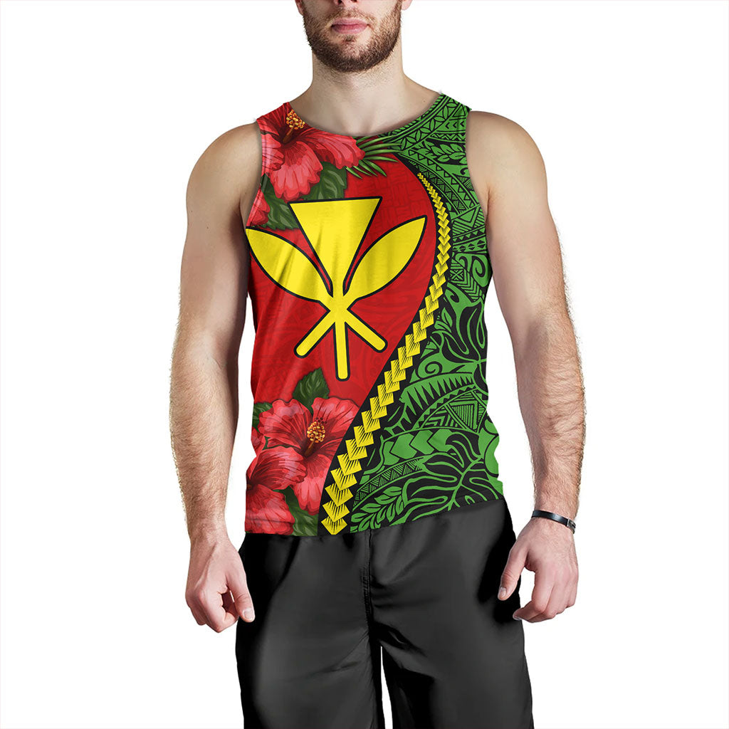 Hawaii Tank Top Tribal Polynesian With Hibiscus Flower