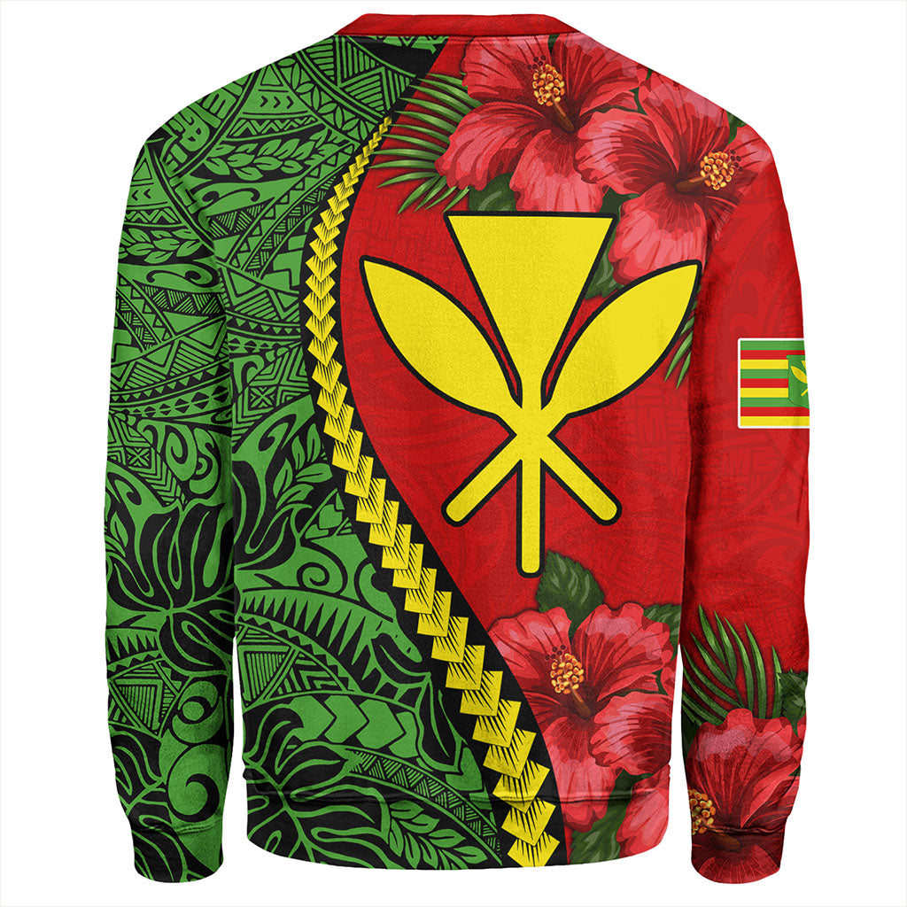 Hawaii Sweatshirt Tribal Polynesian With Hibiscus Flower