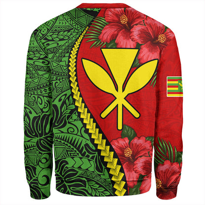 Hawaii Sweatshirt Tribal Polynesian With Hibiscus Flower