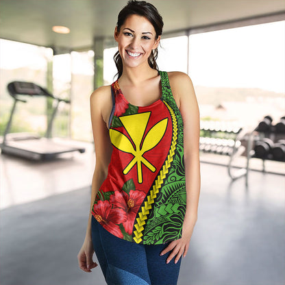Hawaii Women Tank Tribal Polynesian With Hibiscus Flower