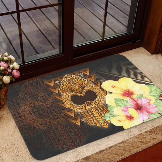 Hawaii Door Mat Ikaika Hawaiian With Hibiscus Flowers Retro Style
