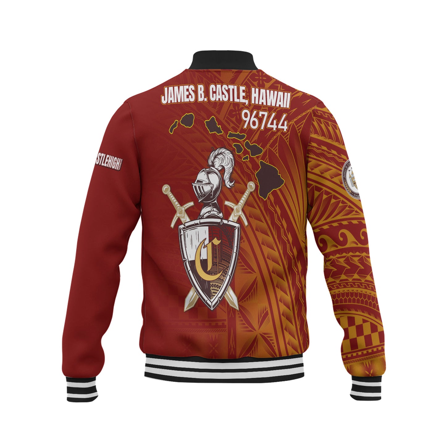 Hawaii James B. Castle High School Baseball Jacket - Knights With Shield Hawaii Patterns