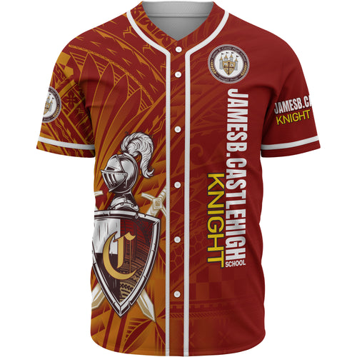 Hawaii James B. Castle High School Baseball Shirt - Knights With Shield Hawaii Patterns