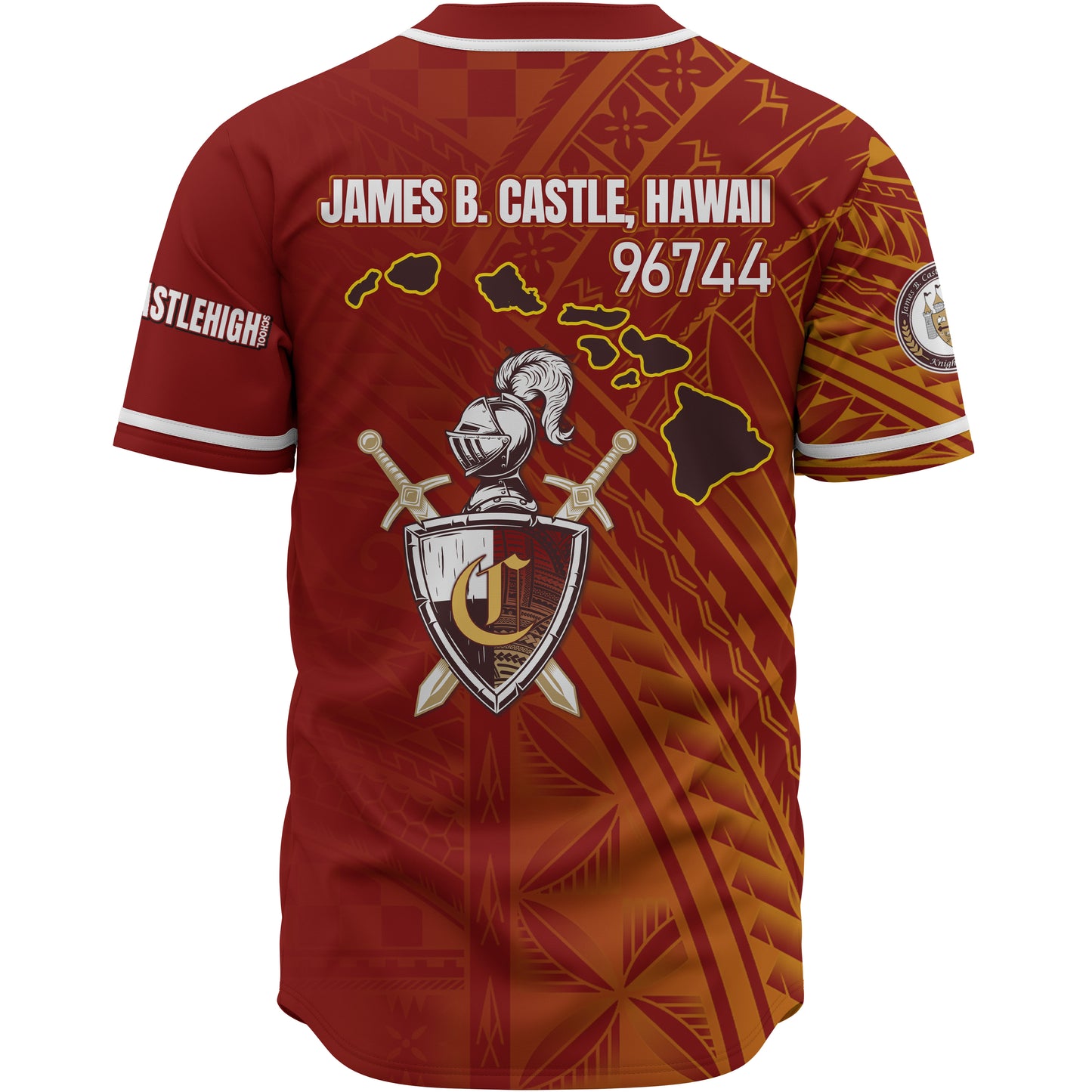 Hawaii James B. Castle High School Baseball Shirt - Knights With Shield Hawaii Patterns