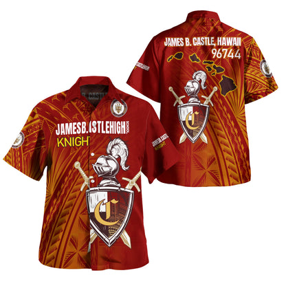 Hawaii James B. Castle High School Hawaiian Shirt - Knights With Shield Hawaii Patterns