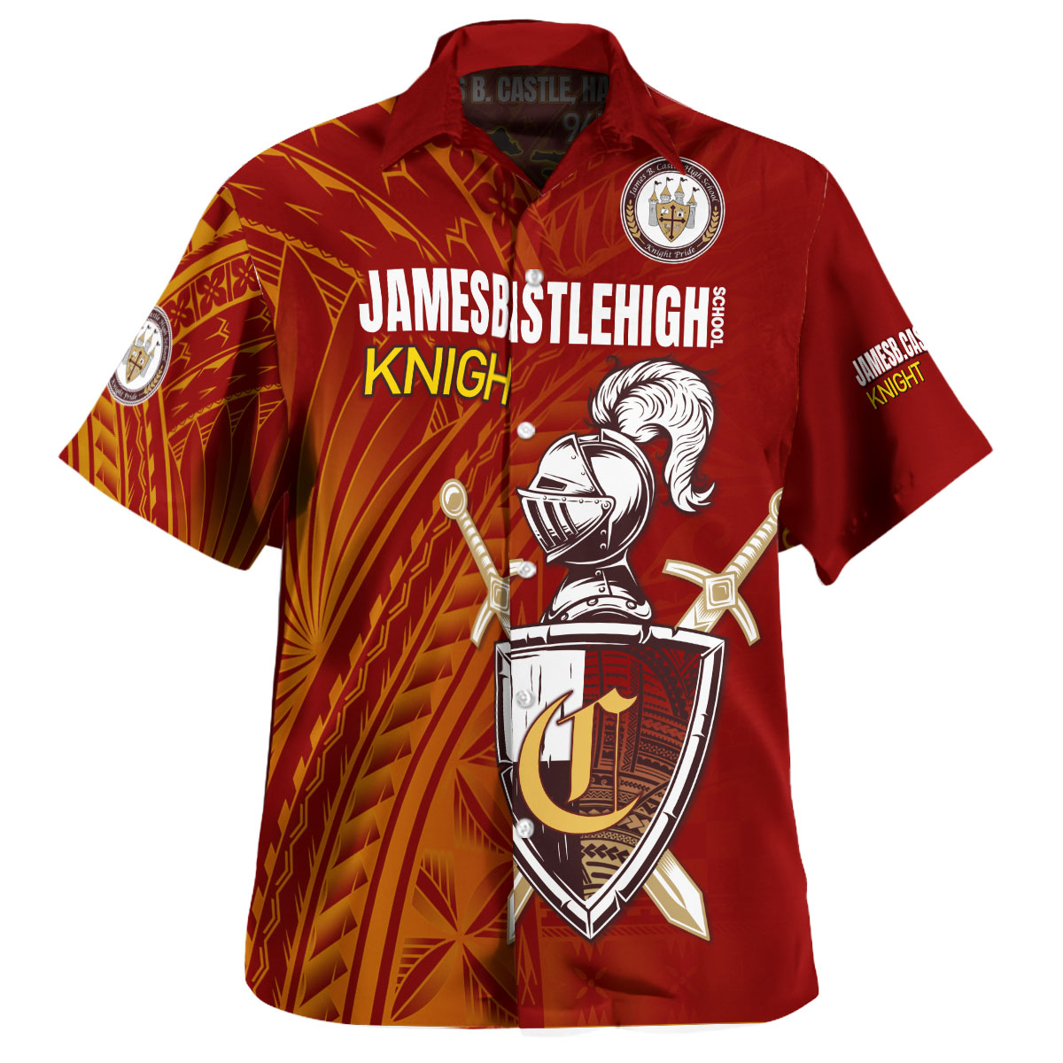 Hawaii James B. Castle High School Hawaiian Shirt - Knights With Shield Hawaii Patterns
