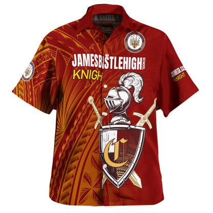 Hawaii James B. Castle High School Hawaiian Shirt - Knights With Shield Hawaii Patterns