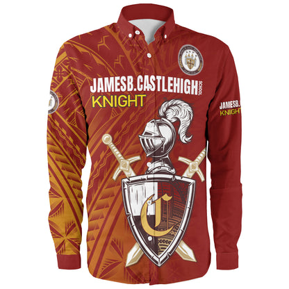 Hawaii James B. Castle High School Long Sleeve Shirt - Knights With Shield Hawaii Patterns