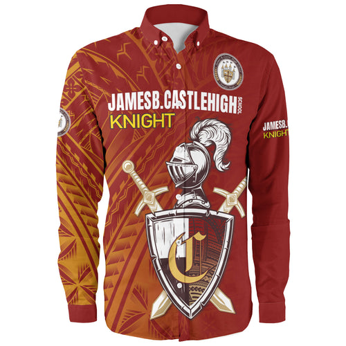 Hawaii James B. Castle High School Long Sleeve Shirt - Knights With Shield Hawaii Patterns