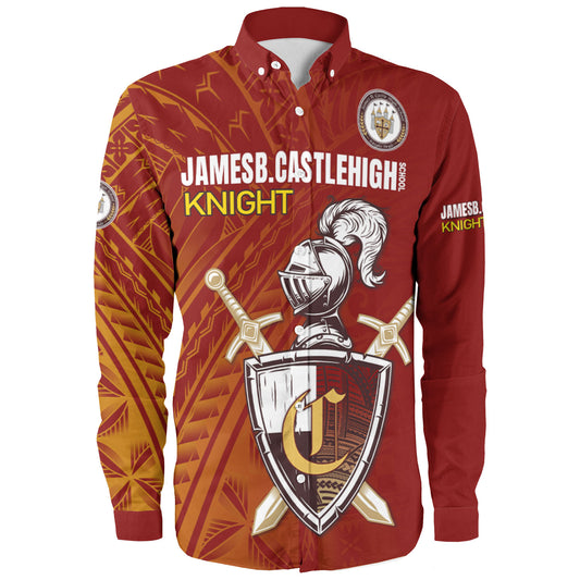 Hawaii James B. Castle High School Long Sleeve Shirt - Knights With Shield Hawaii Patterns