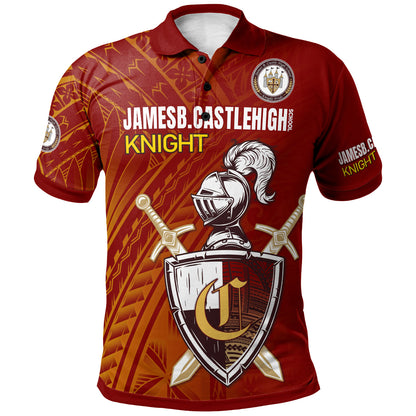 Hawaii James B. Castle High School Polo Shirt - Custom Knights With Shield Hawaii Patterns