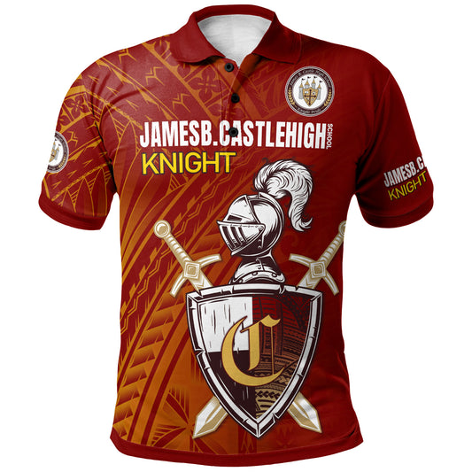 Hawaii James B. Castle High School Polo Shirt - Custom Knights With Shield Hawaii Patterns