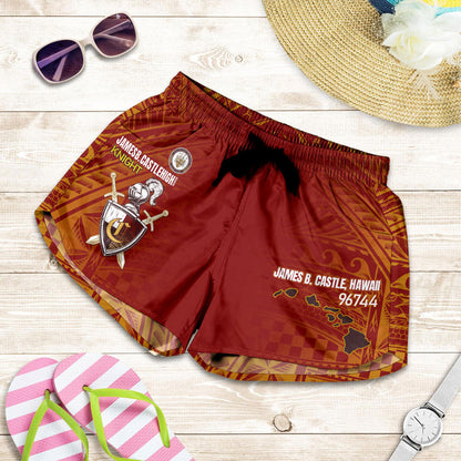 Hawaii James B. Castle High School Women Shorts - Knights With Shield Hawaii Patterns