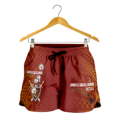 Hawaii James B. Castle High School Women Shorts - Knights With Shield Hawaii Patterns