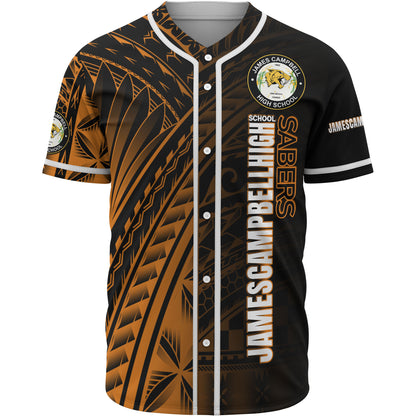 Hawaii James Campbell High School Baseball Shirt - Head Saber Tooth Mascot Hawaii Patterns