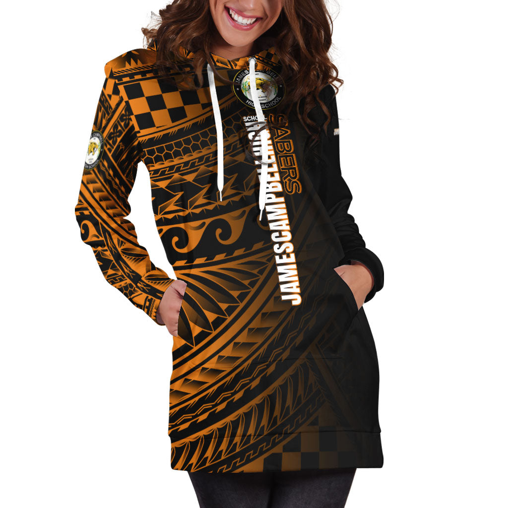 Hawaii James Campbell High School Hoodie Dress - Head Saber Tooth Mascot Hawaii Patterns