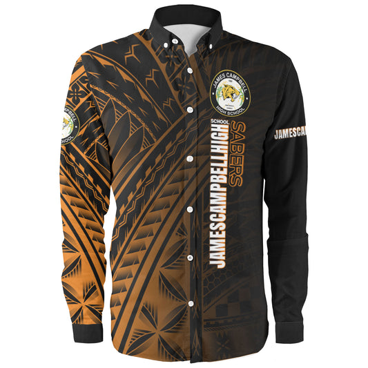 Hawaii James Campbell High School Long Sleeve Shirt - Head Saber Tooth Mascot Hawaii Patterns