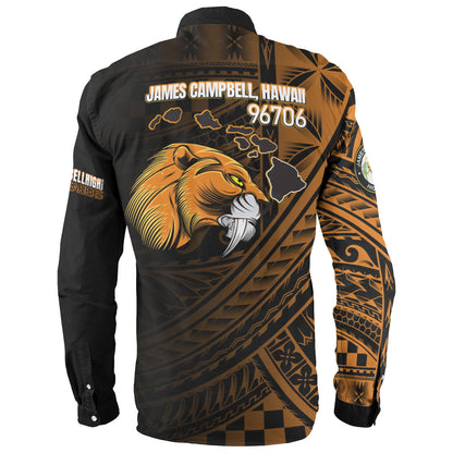 Hawaii James Campbell High School Long Sleeve Shirt - Head Saber Tooth Mascot Hawaii Patterns