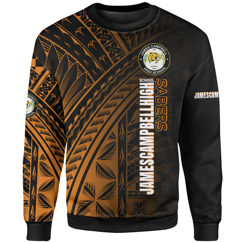 Hawaii James Campbell High School Sweatshirt - Head Saber Tooth Mascot Hawaii Patterns
