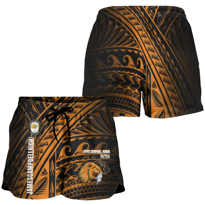 Hawaii James Campbell High School Women Shorts - Head Saber Tooth Mascot Hawaii Patterns