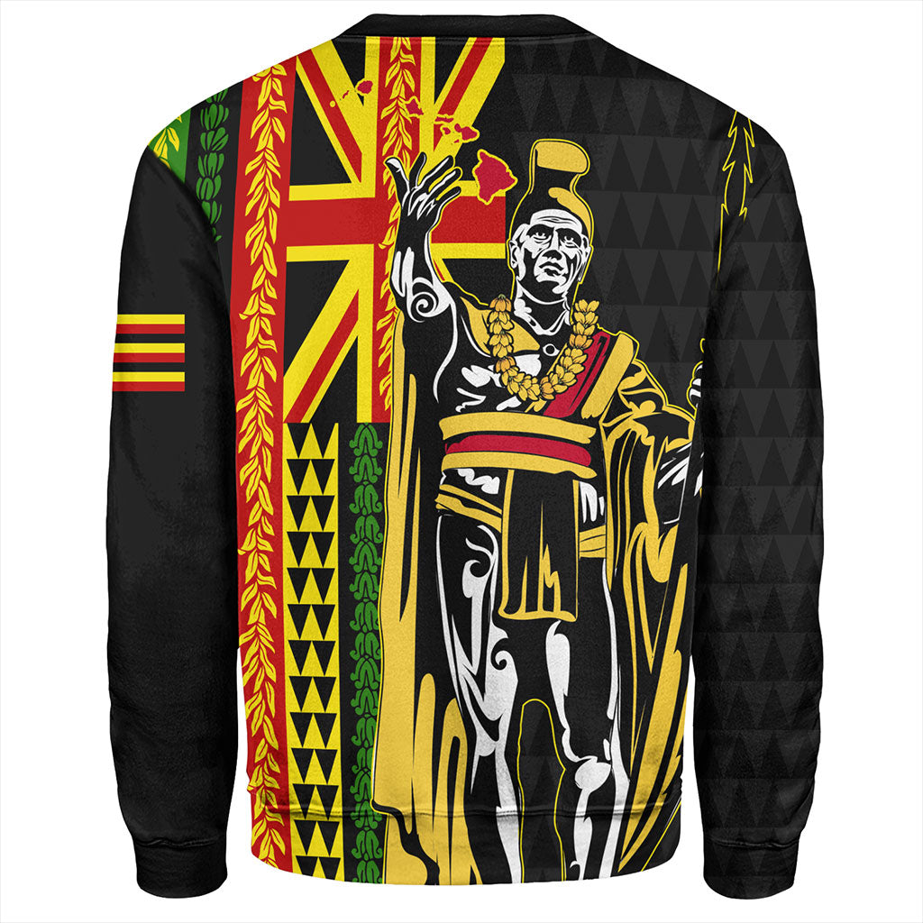 Hawaii Sweatshirt Kanaka King Aloha Flag With Flower Lie Beautiful