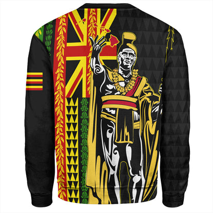 Hawaii Sweatshirt Kanaka King Aloha Flag With Flower Lie Beautiful