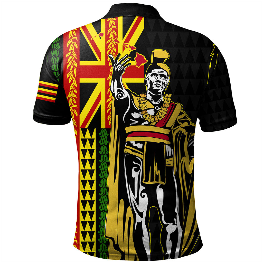 Hawaii Polo Shirt Kanaka King Aloha Flag With Flower Lie Beautiful
