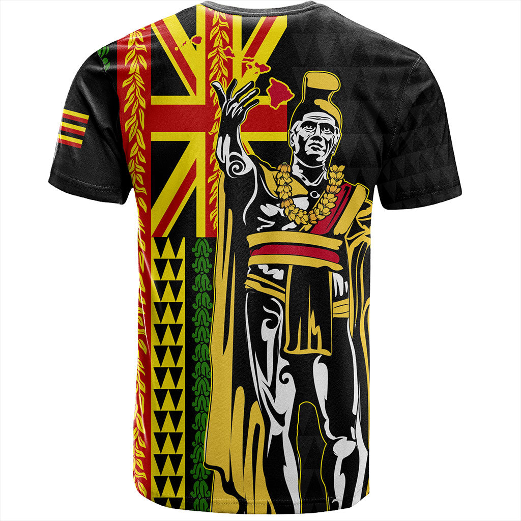 Hawaii T-Shirt Kanaka King Aloha Flag With Flower Lie Beautiful