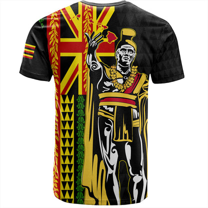 Hawaii T-Shirt Kanaka King Aloha Flag With Flower Lie Beautiful