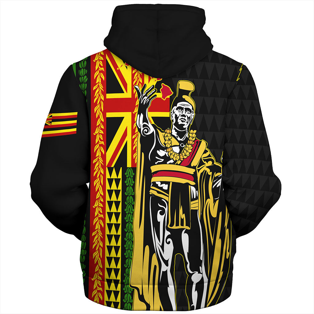 Hawaii Sherpa Hoodie Kanaka King Aloha Flag With Flower Lie Beautiful