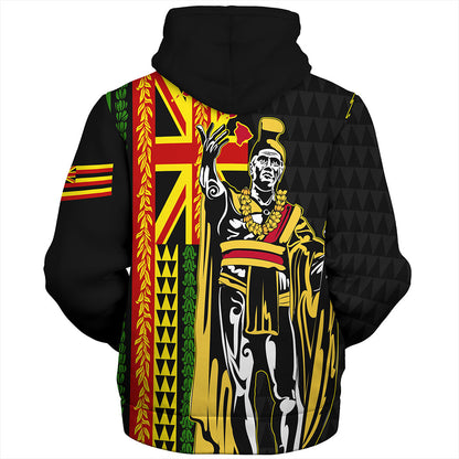 Hawaii Sherpa Hoodie Kanaka King Aloha Flag With Flower Lie Beautiful