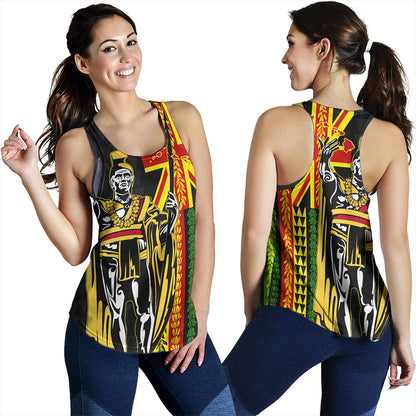 Hawaii Women Tank Kanaka King Aloha Flag With Flower Lie Beautiful