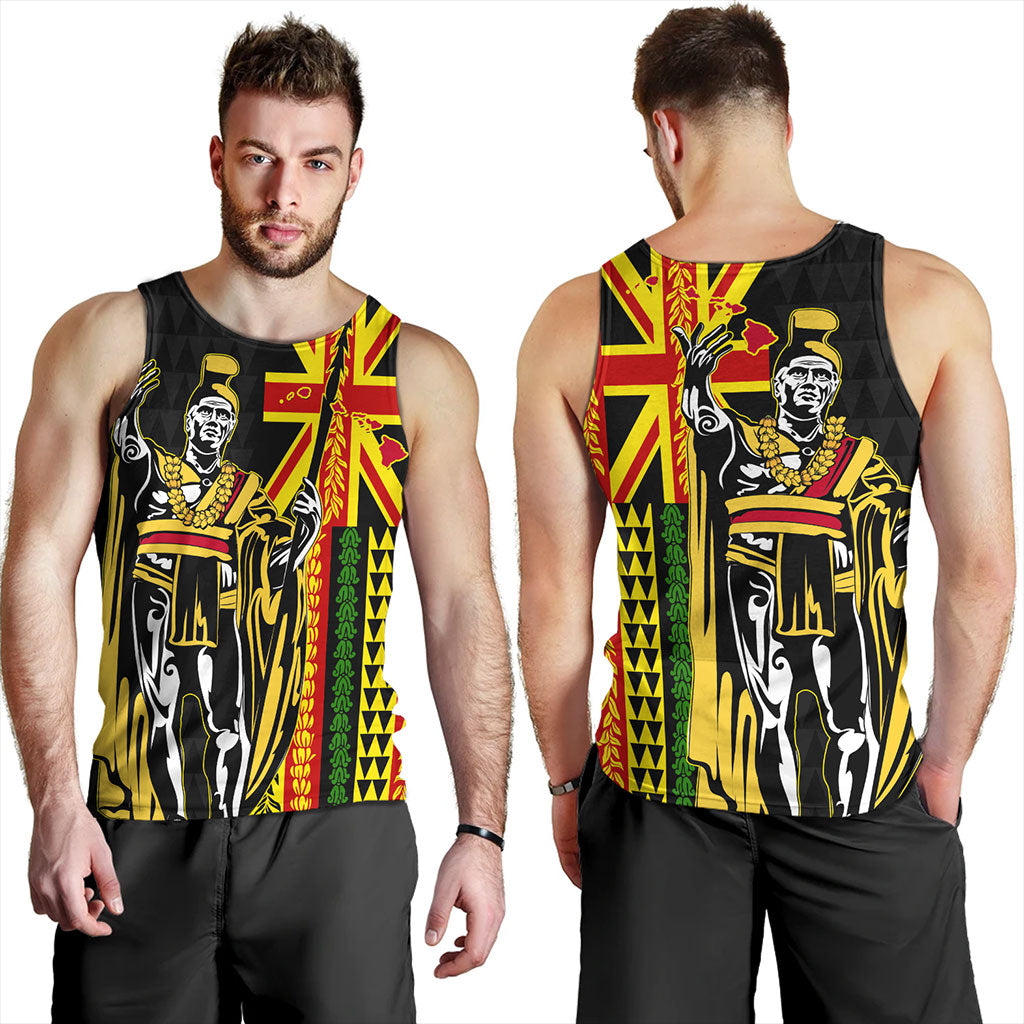 Hawaii Tank Top Kanaka King Aloha Flag With Flower Lie Beautiful