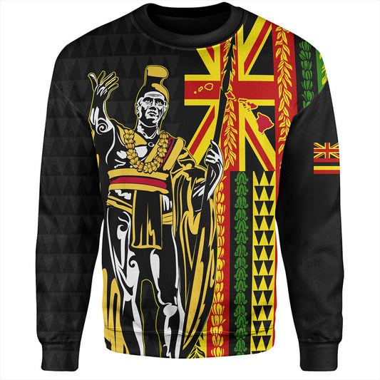 Hawaii Sweatshirt Kanaka King Aloha Flag With Flower Lie Beautiful
