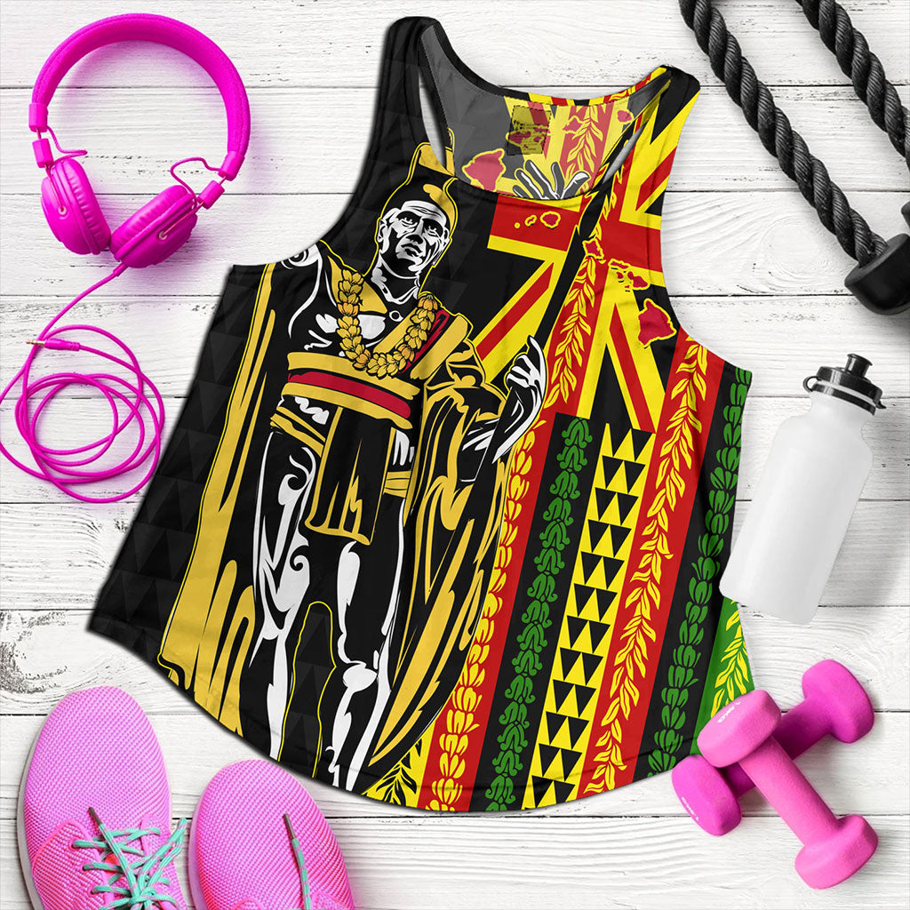 Hawaii Women Tank Kanaka King Aloha Flag With Flower Lie Beautiful