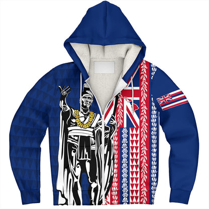 Hawaii Sherpa Hoodie King Aloha Flag With Flower Lie Beautiful